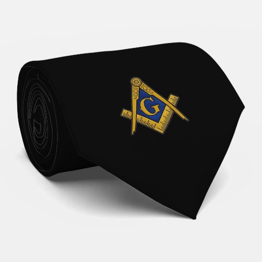 Black Masonic Freemason Master Neck Tie ネクタイ (ロール)