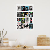 Black Matchbox Labels Grid, Vintage Ephemera ポスター (キッチン)