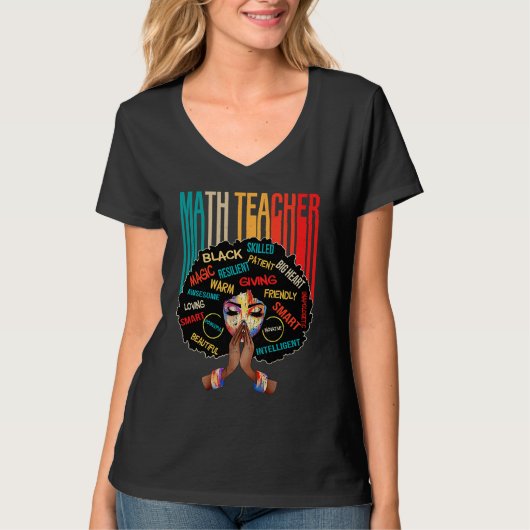 Black Math Teacher Afro Love Melanin African Ameri Tシャツ (正面)