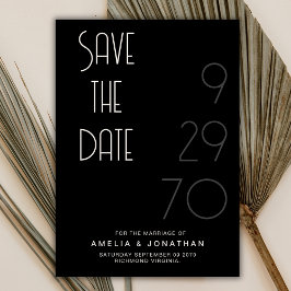 Black Matte Simple Minimal Wedding Save The Date セーブザデート