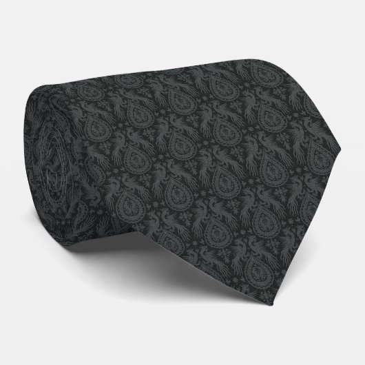 Black Medieval Dragons Neck Tie ネクタイ (ロール)