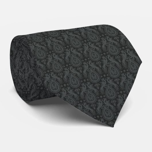 Black Medieval Dragons Neck Tie ネクタイ (ロール)