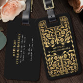 Black Medieval Fantasy Gold Sword Name ラゲッジタグ