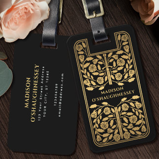 Black Medieval Fantasy Gold Sword Name ラゲッジタグ
