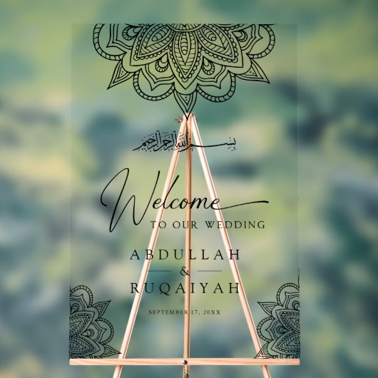 Black Mehndi Muslim Wedding Welcome アクリルサイン (ニュートラル)