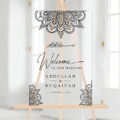 Black Mehndi Muslim Wedding Welcome アクリルサイン