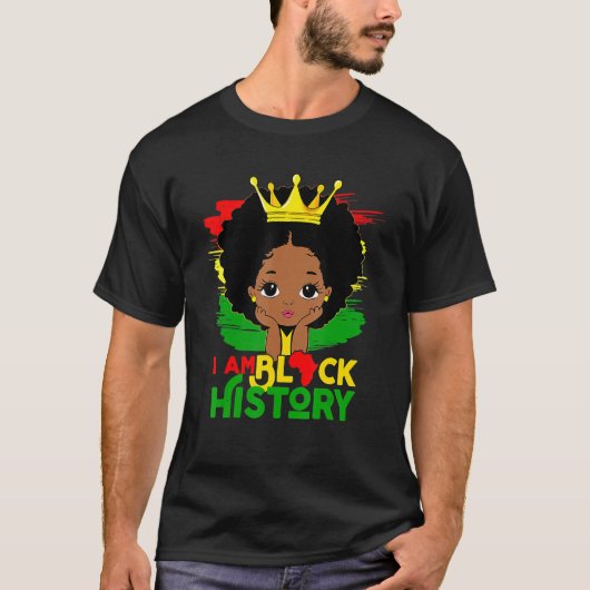 Black Melanin Girl I Am Black History Month Kids Tシャツ (正面)