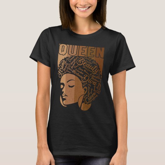Black Melanin Queen Apparel African American Afro  Tシャツ (正面)