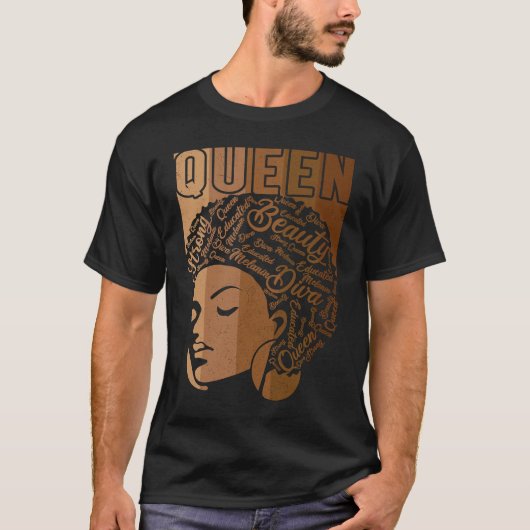 Black Melanin Queen Apparel African American Afro  Tシャツ (正面)
