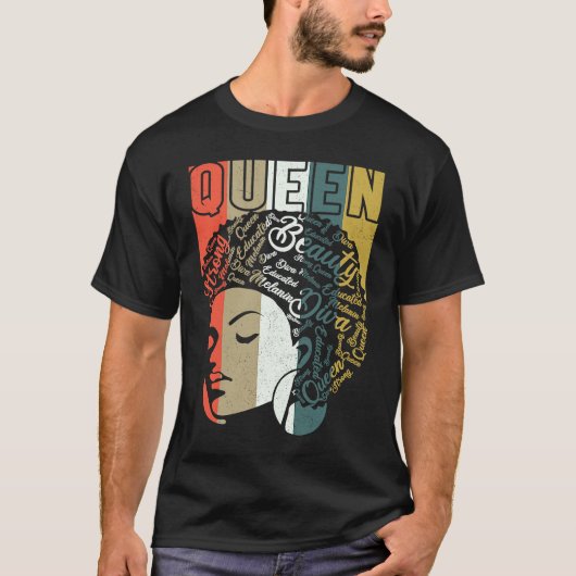 Black Melanin Queen Apparel African American Afro  Tシャツ (正面)