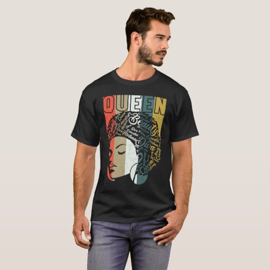 Black Melanin Queen Apparel African American Afro  Tシャツ (正面フル)