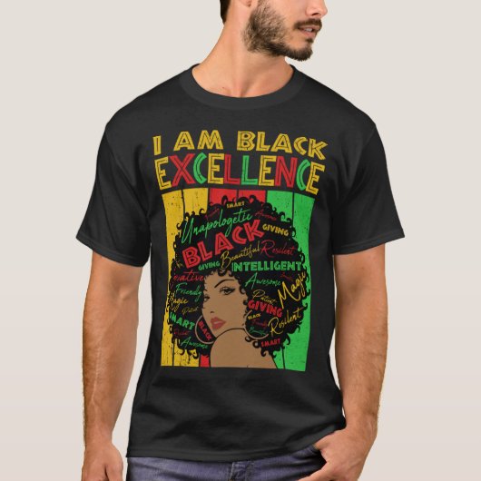 Black Melanin Woman Black Excellence Afro Hair Gir Tシャツ (正面)