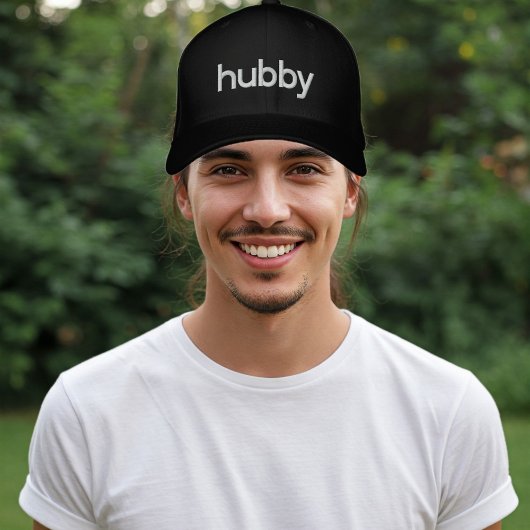 Black Men's Cap - Hubby Baseball Cap for Men 刺繍入りキャップ