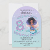Black Mermaid Age Birthday Party Invitation 招待状 (正面)