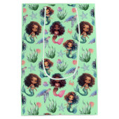 Black Mermaid Gift Bag in Green ミディアムペーパーバッグ (裏面)