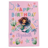 Black Mermaid Gift Bag in Pink ミディアムペーパーバッグ (正面)