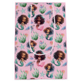 Black Mermaid Gift Bag in Pink ミディアムペーパーバッグ (裏面)