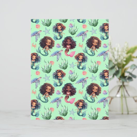 Black Mermaid Scrapbook Paper in Green (スタンド正面)