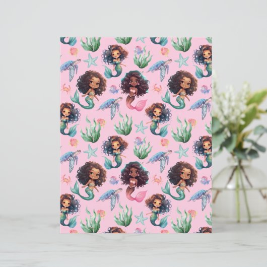 Black Mermaid Scrapbook Paper in Pink (スタンド正面)