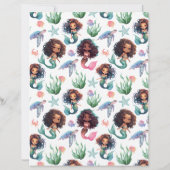 Black Mermaid Scrapbook Paper in White (裏面)