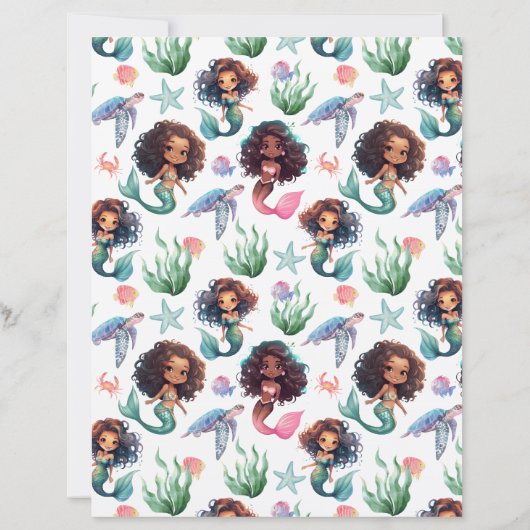 Black Mermaid Scrapbook Paper in White (裏面)