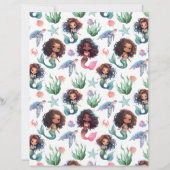 Black Mermaid Scrapbook Paper in White (正面)