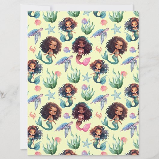 Black Mermaid Scrapbook Paper in Yellow (裏面)