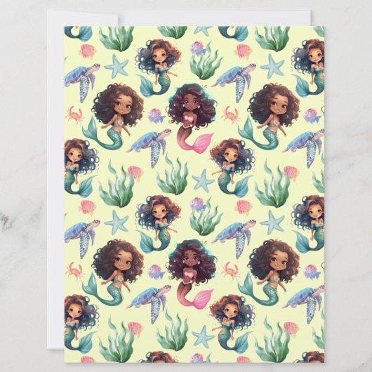 Black Mermaid Scrapbook Paper in Yellow (正面)