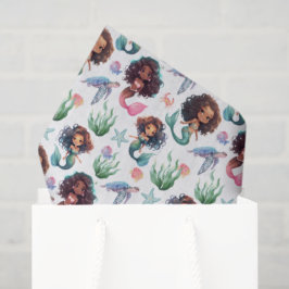 Black Mermaid Tissue Paper in White 薄葉紙