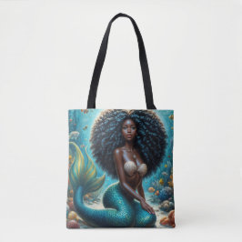 Black Mermaid Underwater Art トートバッグ