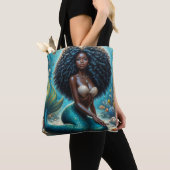 Black Mermaid Underwater Art トートバッグ (クローズアップ)