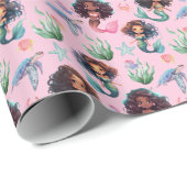 Black Mermaid Wrapping Paper in Pink ラッピングペーパー (ロールコーナー)