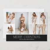 BLACK Merry Christmas CHIC 9 Collage Multi-Photo  シーズンカード (正面)