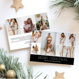 BLACK Merry Christmas CHIC 9 Collage Multi-Photo  シーズンカード