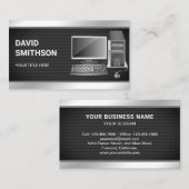 Black Mesh Desktop pcコンピュータ修理技術者 名刺 (正面/裏面)