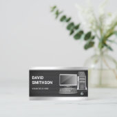 Black Mesh Desktop pcコンピュータ修理技術者 名刺 (スタンド正面)