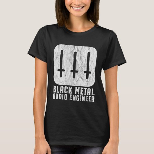 Black Metal Audio Engineer Inverted Crosses Sound  Tシャツ (正面)
