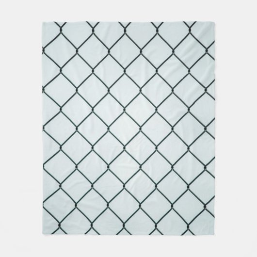 Black metal chain link fence フリースブランケット (正面)