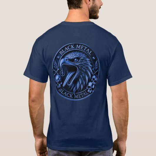 Black-Metal Medaille - 3 Totenschädel mit Adler Tシャツ (裏面)