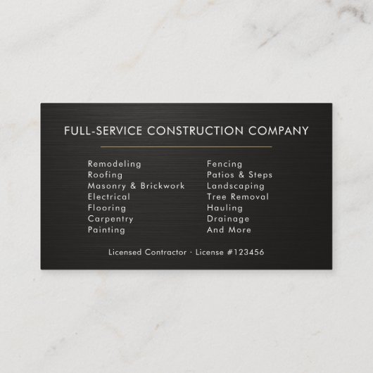 Black Metallic Building Construction  名刺 (裏面)