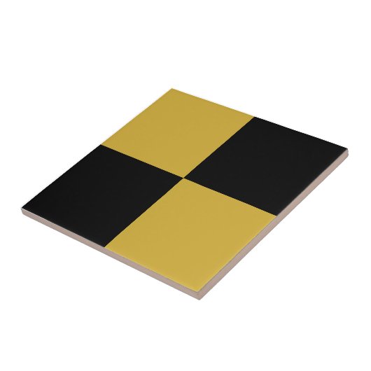 Black & Metallic Gold Square Box Stylish Pattern タイル (側面)