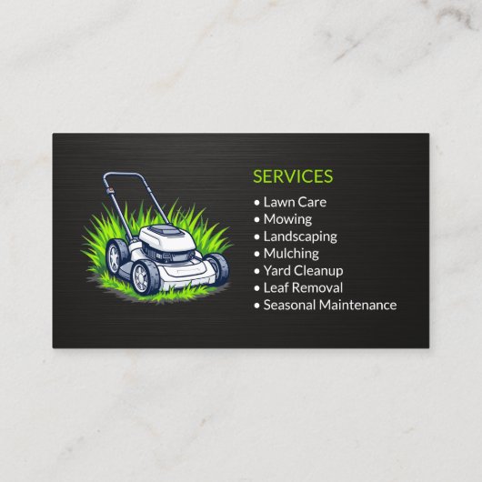 Black Metallic Green Lawn Care Service 名刺 (裏面)