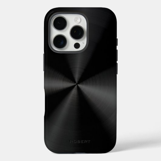 Black Metallic Texture Stainless Steel Look Case-Mate iPhoneケース (裏面)