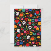 Black Mexican Fiesta Floral Gold Tiara Quinceañera サンキューカード (裏面)