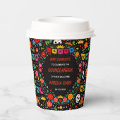 Black Mexican Fiesta Floral Gold Tiara Quinceañera 紙コップ (裏面)