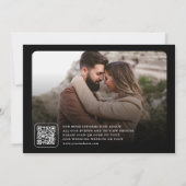 Black Minimal Arch Photo Collage QR Code Wedding セーブザデート (裏面)