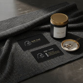Black Minimal Bear Logo Business Card Design 名刺