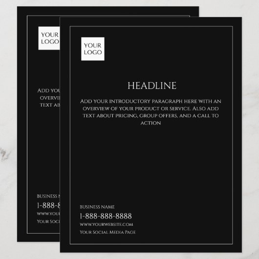 Black Minimal Business Marketing Logo Flyer (正面/裏面)