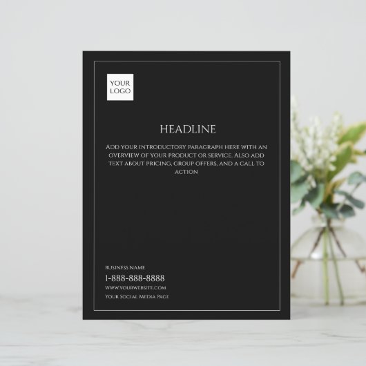 Black Minimal Business Marketing Logo Flyer (スタンド正面)