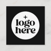 Black Minimal Logo QR Code Social Media Square スクエア名刺 (正面)